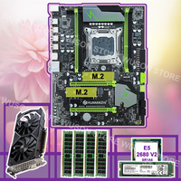 HUANANZHI X79 Super Gaming Motherboard Set 512G NVMe SSD CPU Xeon E5 2680 V2 Brand RAM 64G(4*16G) RECC Video Card GTX1050Ti 4G