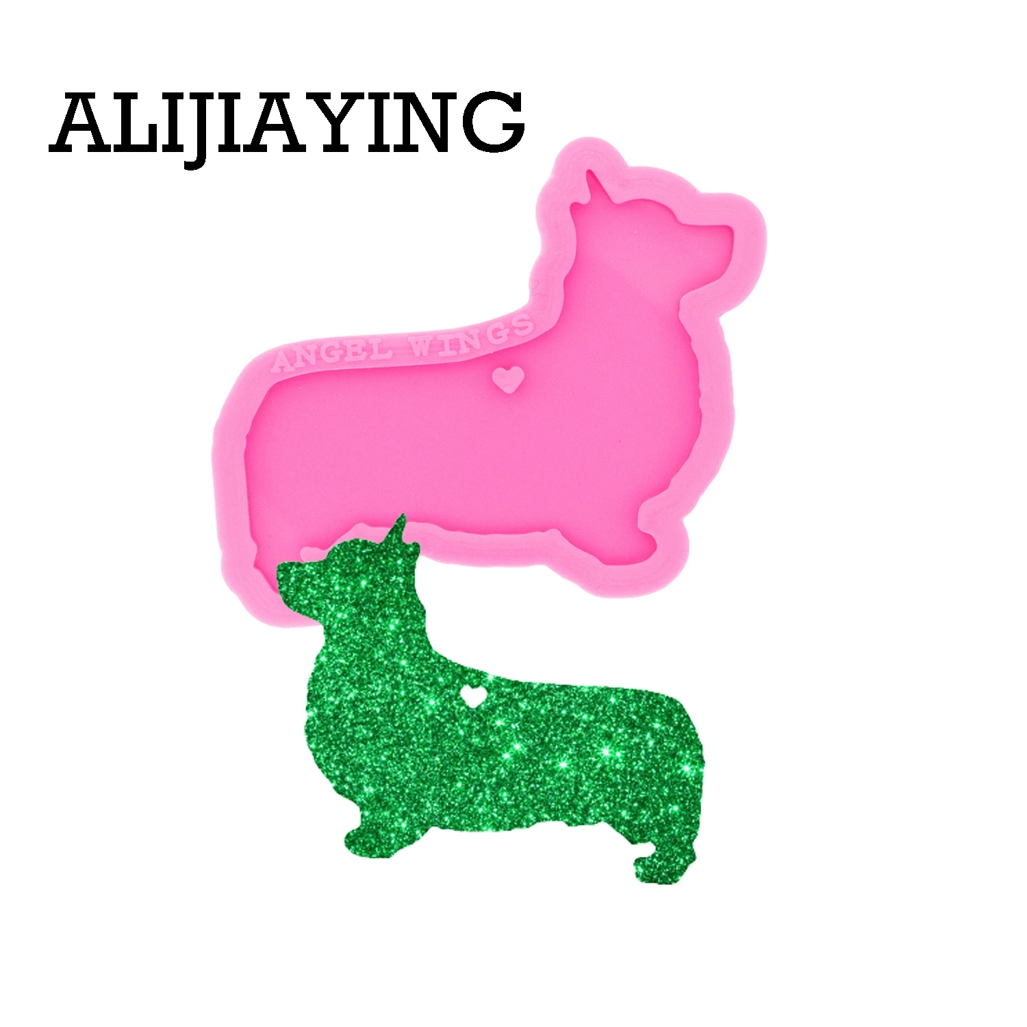 

DY0396 Glossy Corgi Dog Keychain Mould Silicone Resin Mold for Epoxy Jewelry Making DIY Crafts Necklace