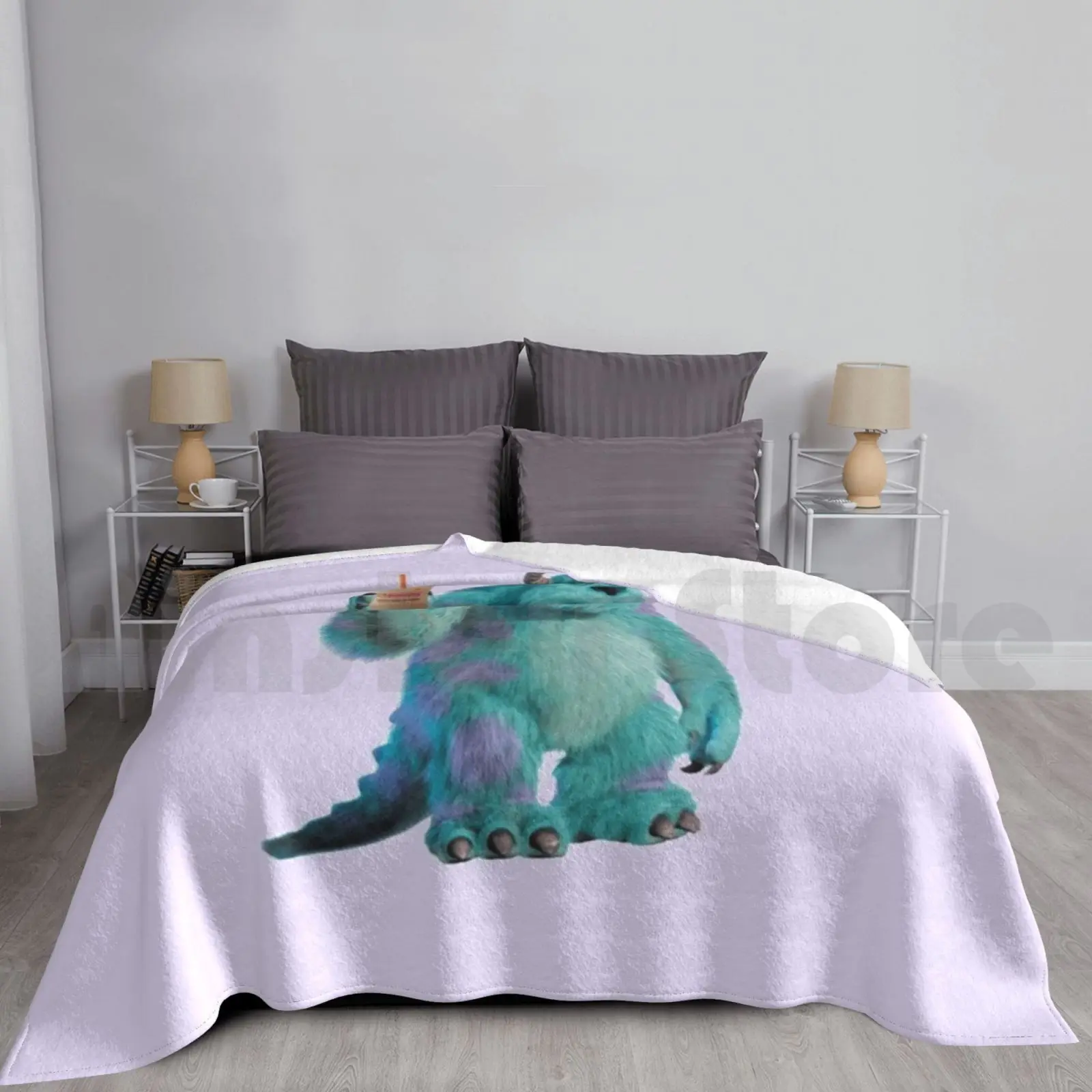 Sulley Runs On Dunkin Blanket Fashion Custom Sulley Monsters Inc Dunkin Dunkin Donuts Dunkin Sulley