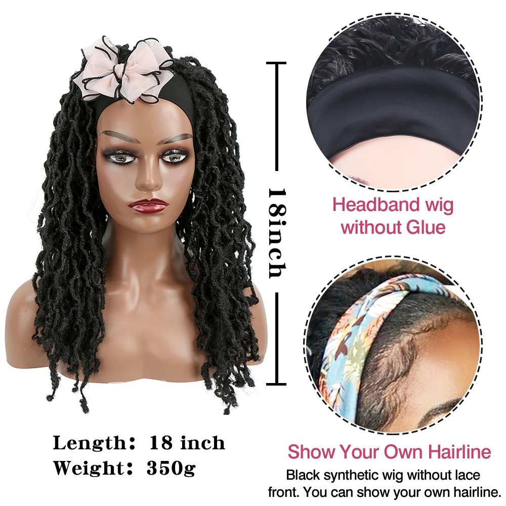 Natifah Faux Locs Dreadlocks Pruiken Gevlochten Pruik Synthetische Godin Met Hoofdband Voor Vrouwen Gypsy Locs Zachte Dreads Vlechten Haar Pruik