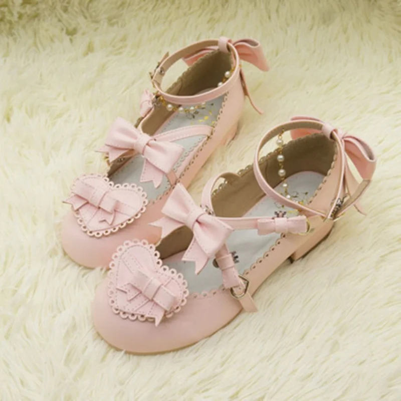 Japanese Lolita Small Heel Fairy Heel Fairy Sweetheart Bowknot Princess Kawaii Girl Women Shoes Vintage Sweet Lolita girl cos