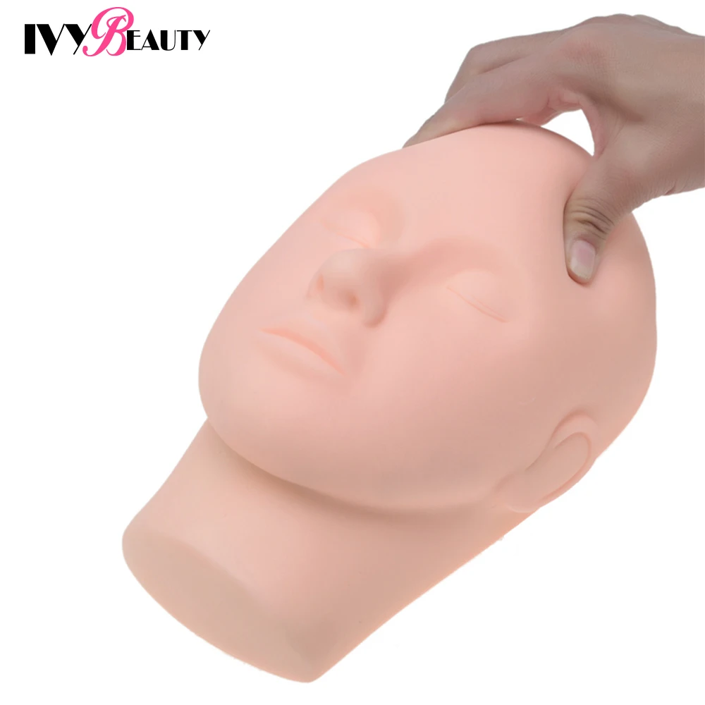 Flat Mannequin Head Silicone Massage Eyelash Training Head Eye Facial Eyelash Extension Makeup Practice Cosmetic Model Doll Head