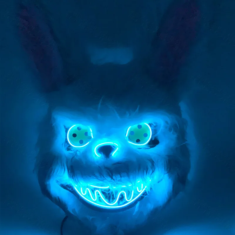 Horror Blood Rabbit LED Luminous Mask Halloween Funny Party Props cosplay Plush Lovely Internet Red Man