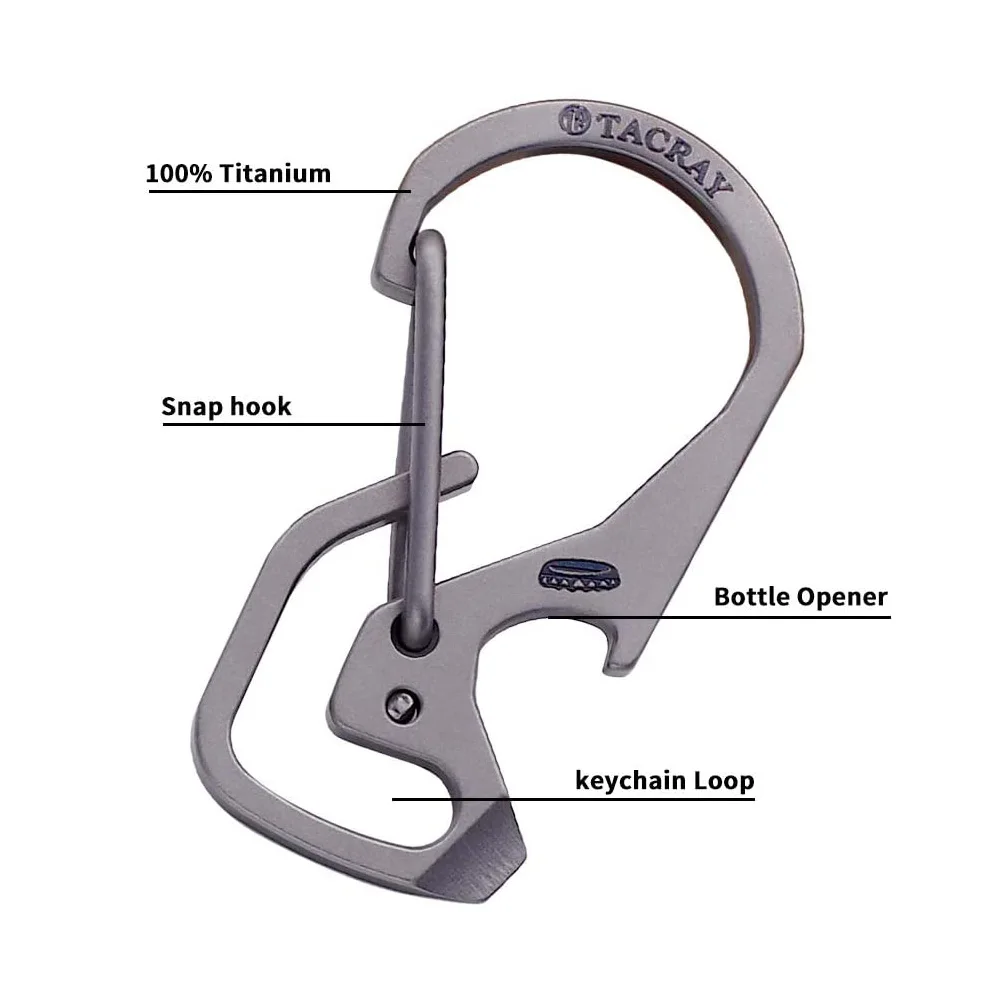 Tacray mosquetão titanium edc chaveiro clipe de liberação rápida mochila mini anti-lost liberação rápida mochila gancho tc4with multitool