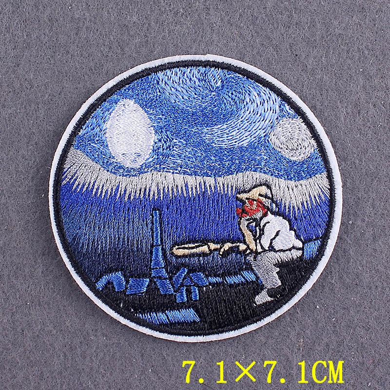 Iron On Patch Van Gogh Patches On Clothes DIY Oil Painting Stripes Wave Clothing Thermo adhesive Patches for Clothing Stickers