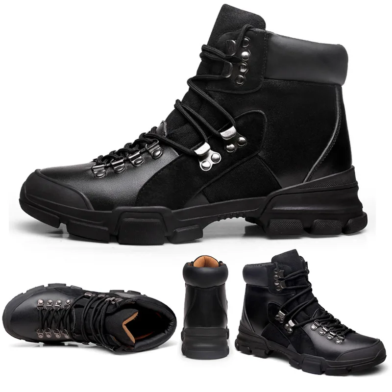 Motorcycle boots Ankle Boots Men Winter Boots Men Outdoor Activity Sneakers Boots Lace Up High Top Fashion Shoes Men Safety Boot