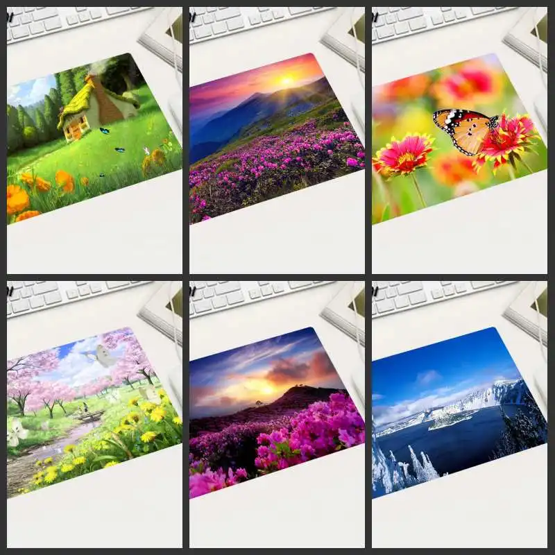 

XGZ Flower Butterfly Landscape Mouse Pad Small Size Rectangular Washable Suitable for Home Desktop Computer Office Laptop Mat