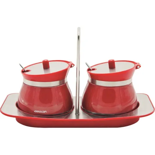 2 pieces Set Red Spice Jars Sugar Bowl Seasoning Organized The Kitchen Tool Sets Kitchen Utensils