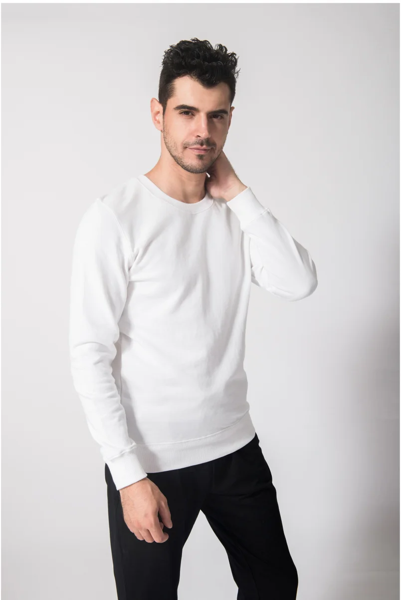 Men's Round Neck 100% Cotton Plus Velvet Long-Sleeved Sweater Custom Printed Embroidery Logo Casual Solid Color Warm Sweater 3xl