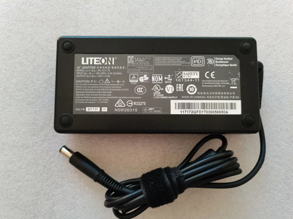 

OEM LITEON 20V 8.5A 170W PA-1171-72 7.4mm Pin AC Adapter For Kensington SD5200T Thunderbolt 3 Universal Dual 4K Docking Station