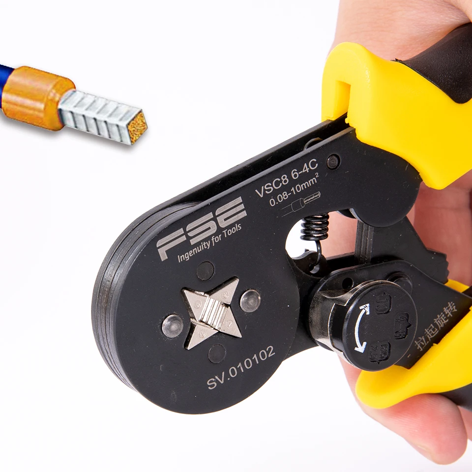 HSC 8 6-4C 0.08-10มม.^ 2 26-7AWGปรับที่แม่นยำCrimpคีมหลอดBootlace Terminal Crimping Hand Tool VSC8 6-4C