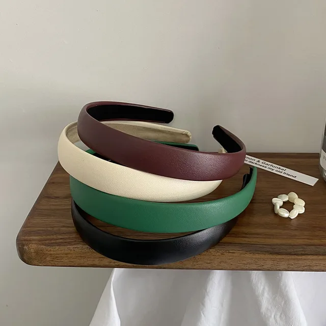 Ruoshui Vintage Pu skórzana opaska do włosów solidna ramka koreański styl opaska na głowę obręcz na głowę dziewczyny antypoślizgowy turban modne akcesoria do włosów