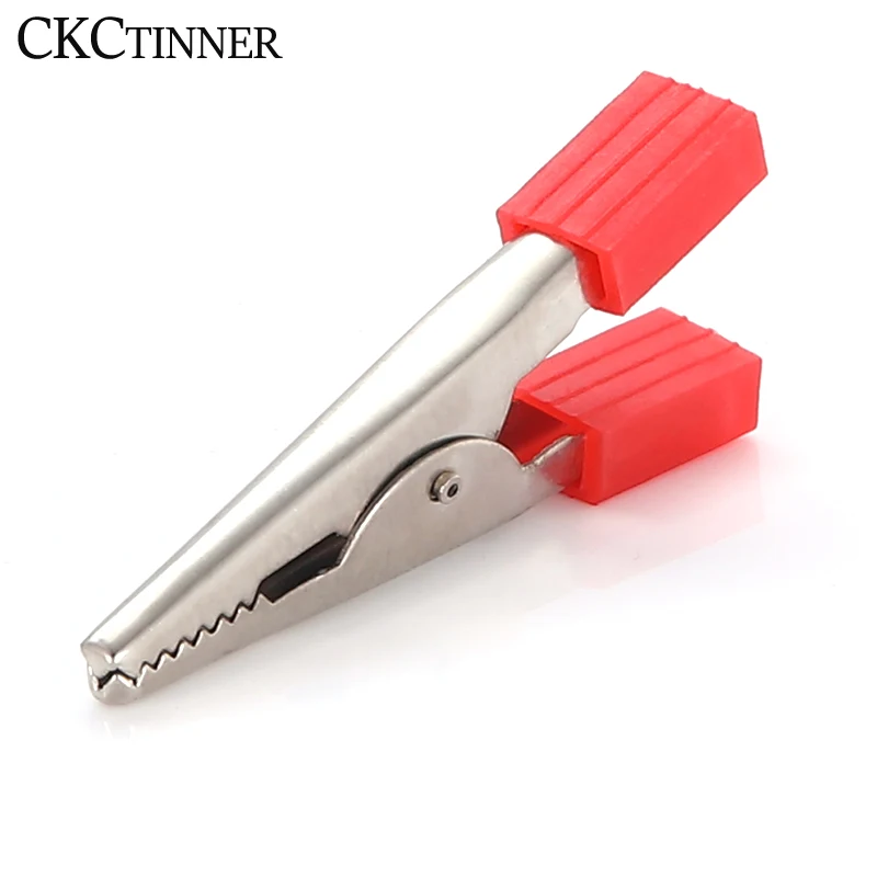 10pcs Test Metal Alligator Clip Plastic Handle Cable Lead Test Charging Clamp Metal Crocodile Clamp Length 50mm 35mm