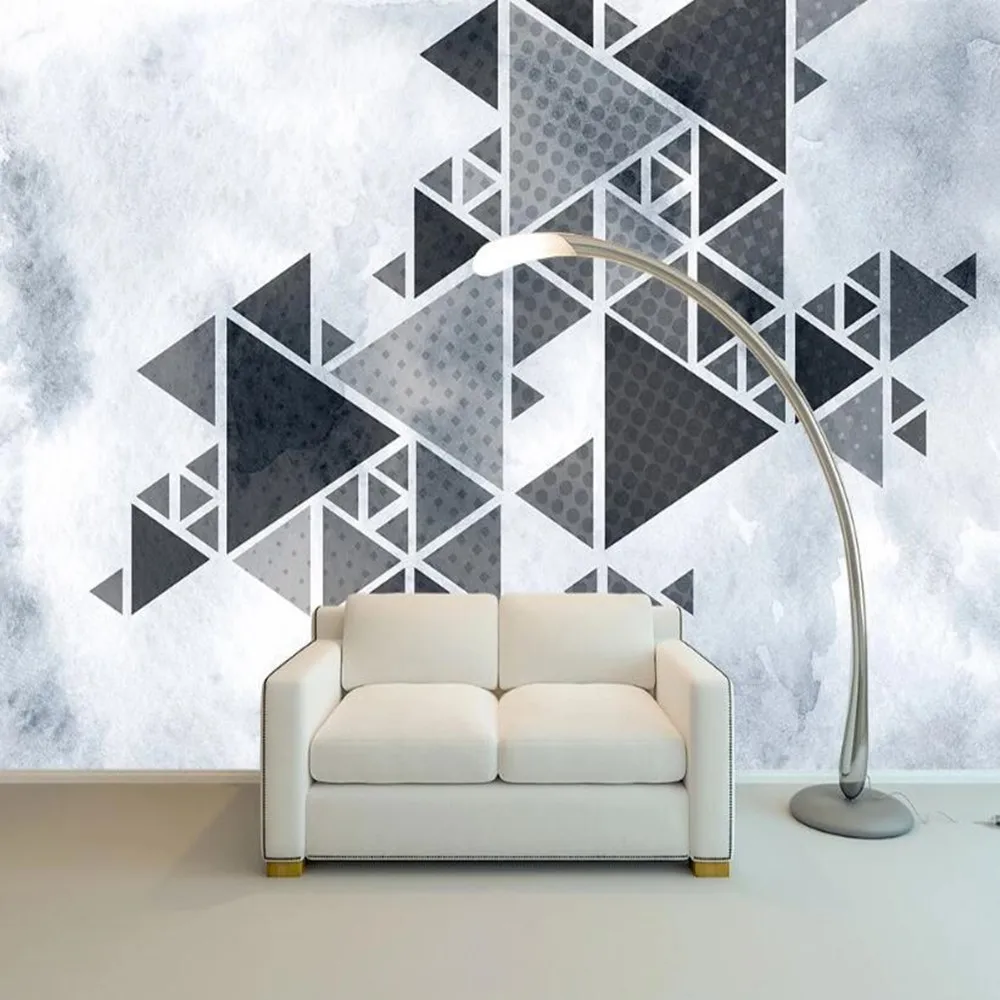 milofi custom 3D wave dot triangle geometry large TV background wallpaper mural