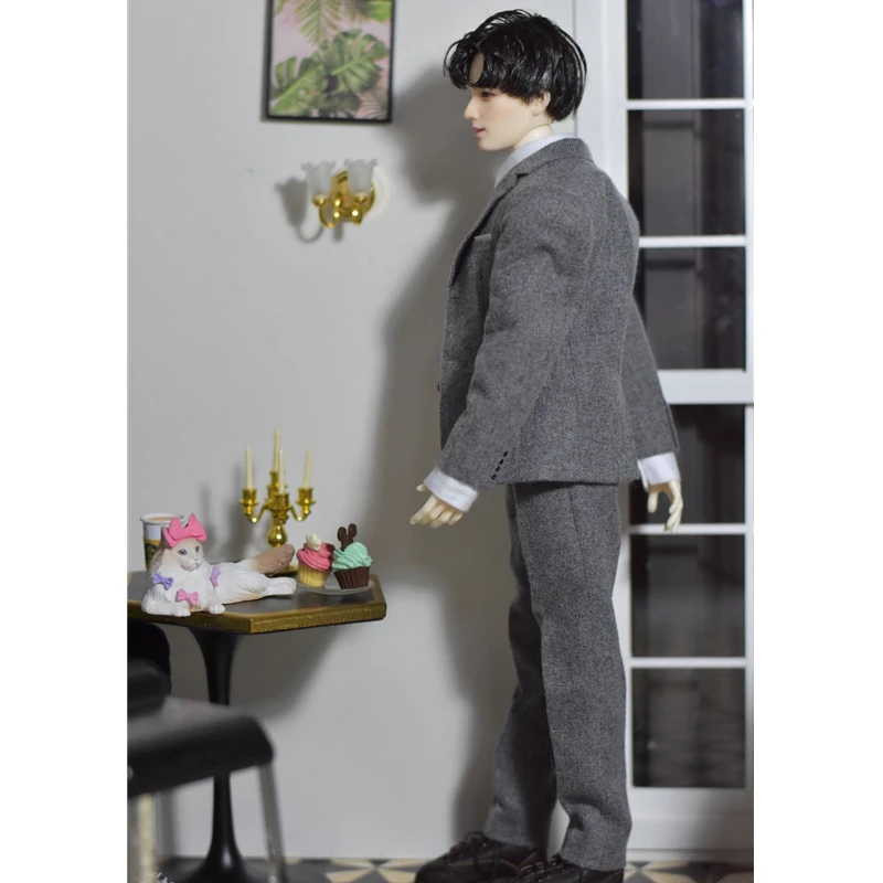 1/6 Scale Male Gray Suit Set For Narrow Shoulders 12 inches Action Figures Dolls DIY Accessories Casual Clothes Set Toy Center