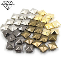 6/7/8/9/10/12MM Metal Spikes 100Pcs Square Studs Rivets Punk Rock Leather Craft Four Claw Rivets On Clothes Shoes Bracelets