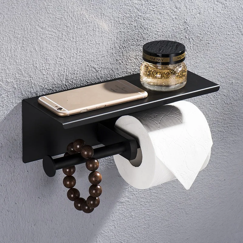 MTTUZK 304 stainless steel Double Roll Matte Black Roll holder Tissue Holder Toilet Paper Holder Toilet  phone tissue box