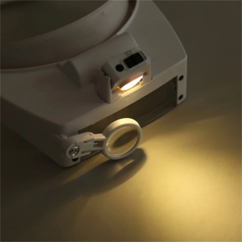 Lupa montada cabeça dos eyewear com 5led iluminado cabeça lupa, lupa vestindo lupas para reparos