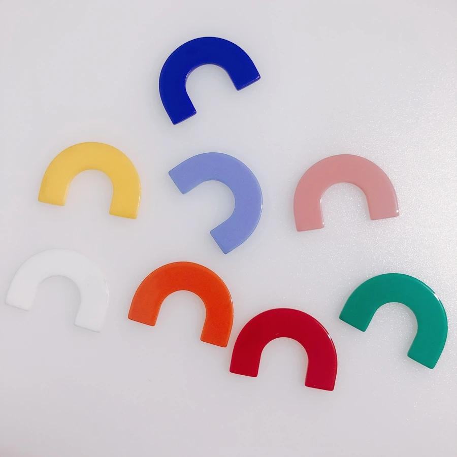 10 pieces / lot Candy colored geometric C-shaped semi-circular acrylic patch jewelry earrings accessories material