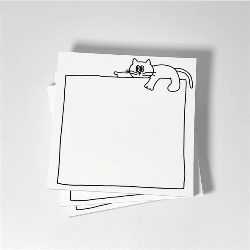 Simple Drawing Cute Cat Dialog Box Memo Pad Ins Mini Notebook Stationery Office Notes Message Paper School Supplies 50 Sheets