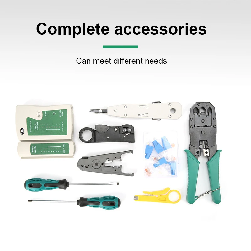 Network Repair Cable Tester Tool Kit 14Pcs/Set LAN Utp Screwdriver Wire Stripper RJ45 Connector Computer Crimper Pliers OMAY