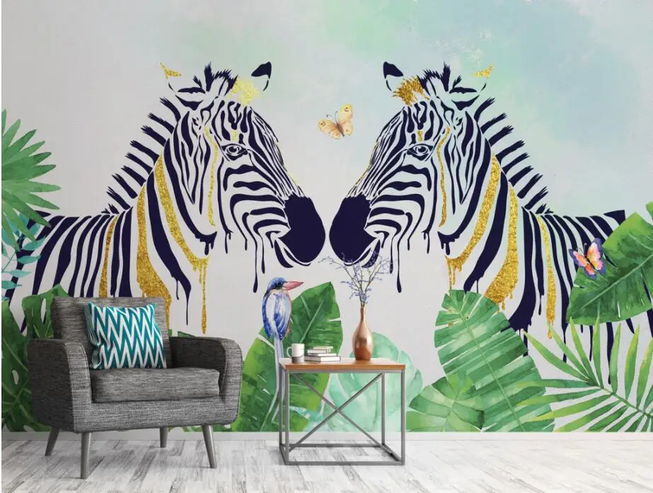 

Bacal Custom wallpaper for walls 3d tropical plant zebra animal bedroom sofa background 3D wallpaper mural papier peint huda