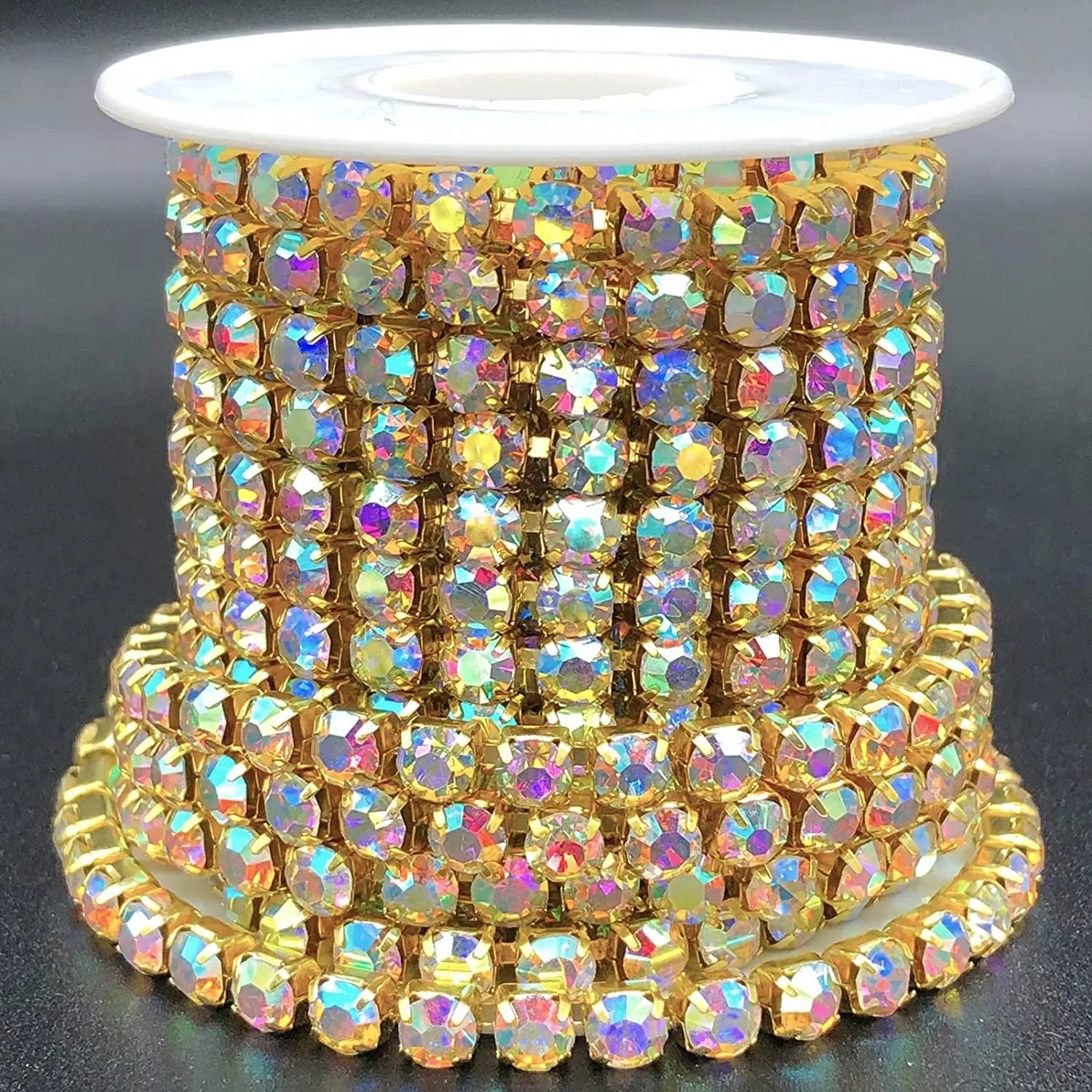 1 Roll 5 Yards Large Crystal Rhinestones Close Chain 5Mm Glass Diamond Claw Cup Chain Sew On Trim Roll Diy Costume Jewelry Decor