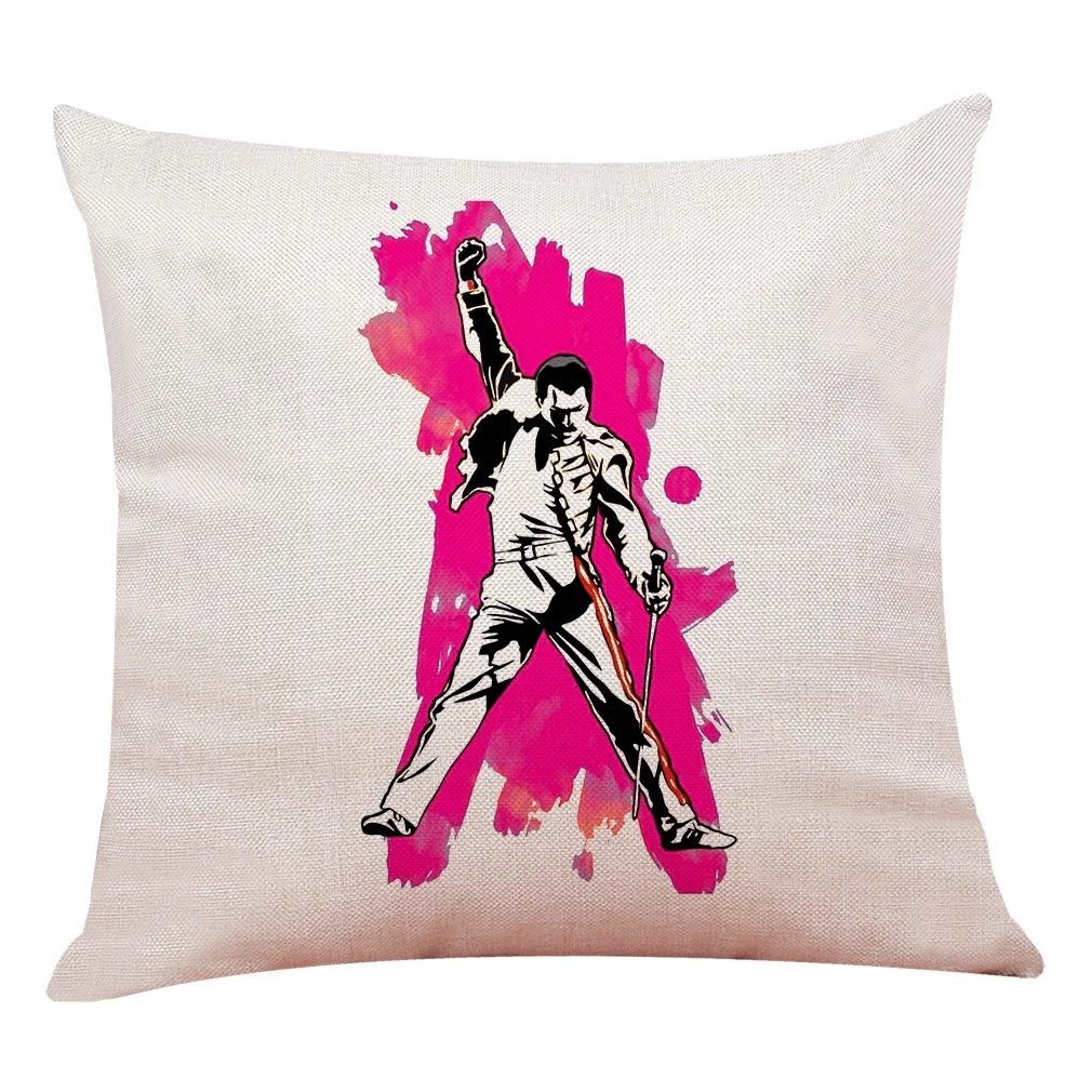 Rock band capa de almofada queen de algodão, capa personalizada decorativa em linho para cadeira têxtil 45x45cm de um lado