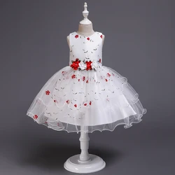 Baby Girls Dress Casual Girl Party Dress For Birthday Wedding Kids Dresses For 2 to 10 years Girls Clothes Summer Red White