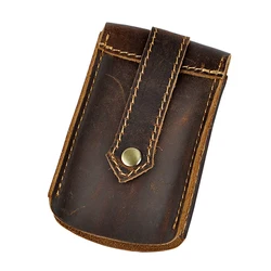 Top Quality Genuine Thick Real Leather Vintage Smart Car Remote Housekeeper Key Flip Case Ring Cover Holder For Men Male