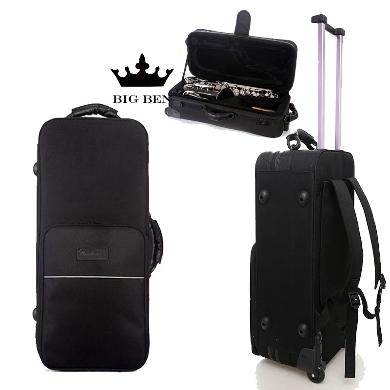 Alto Saxophone Case Tenor Saxophone Bag With Skate Wheels Trolley Bb Saxophone Box Eb Alto Sax Bags Saxophone Backpack Hard Case