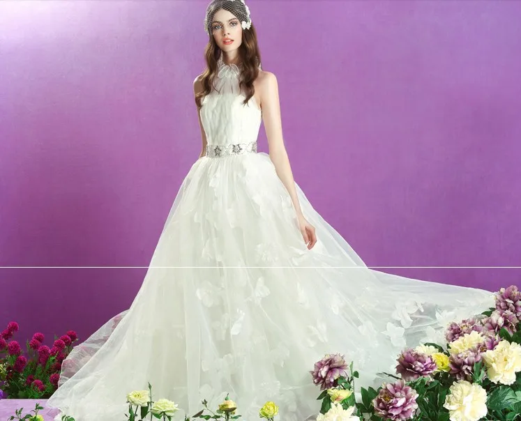 Frete grátis barato vestido de baile mais noiva 2021 novo vestido de noiva quente cinto alta pescoço flores vestido de noiva vestidos de casamento personalizados