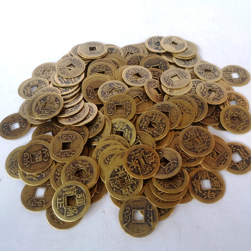 Antique Chinese Brass Coins, Qing Dynasty Currency Collectible Cash, Educational Cultural Items for History Lovers, 50Pcs