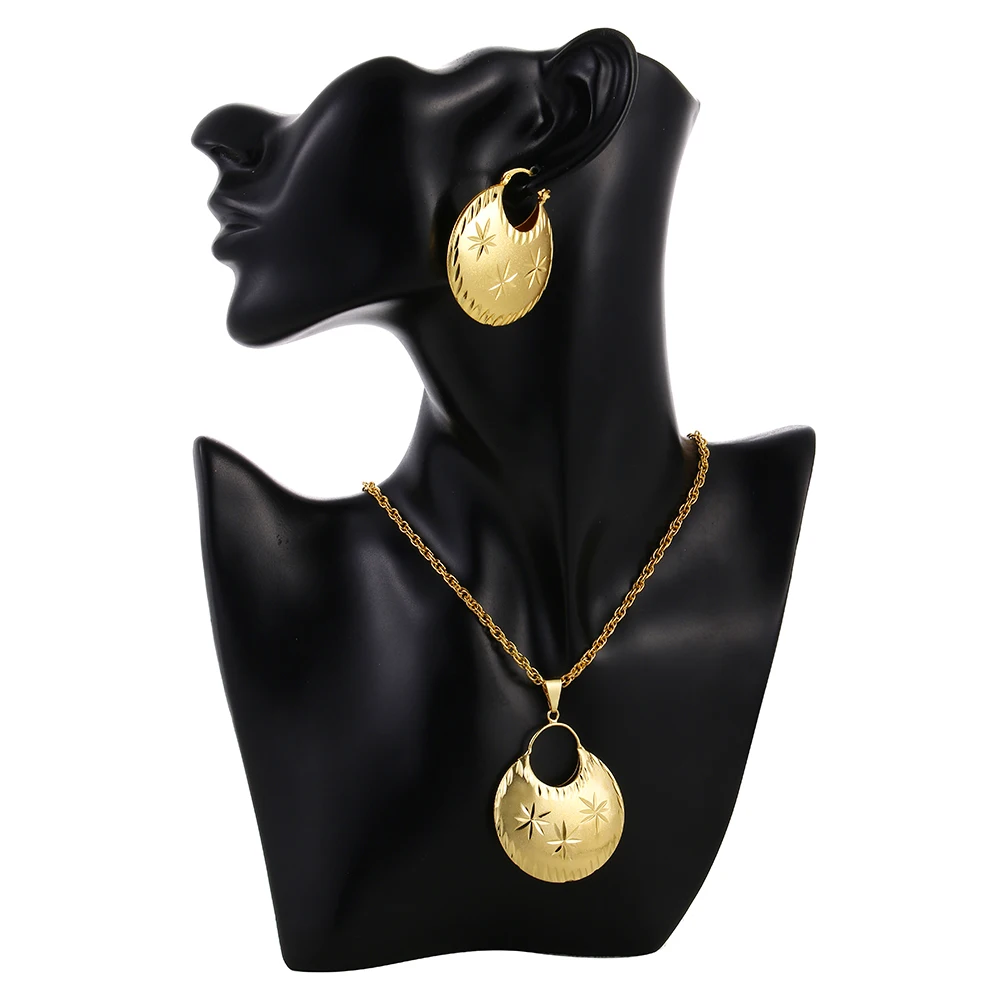 Ethlyn Senegal  Gold Color Jewelry Sets of 2 piece PNG Bag Shape Necklace Earrings for African Women S92