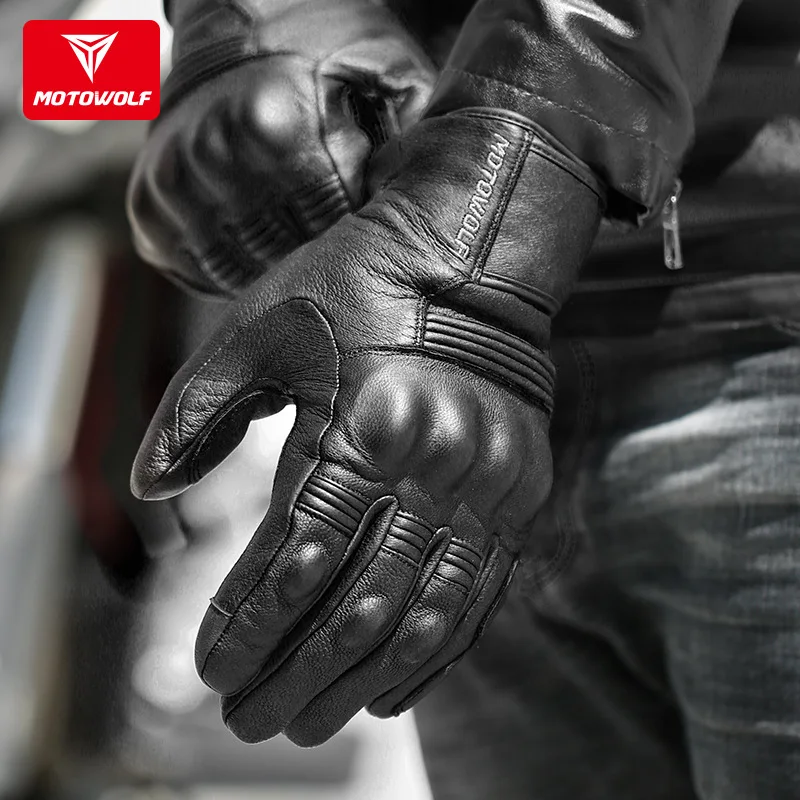 Gants de Moto en Cuir Véritable, Imperméables, Coupe-Vent, Hiver, Chauds, Été, Respirants, Commande Tactile, Guantes, Protection de Paume