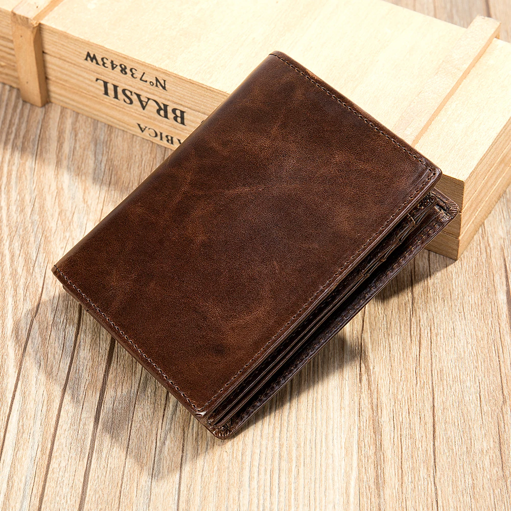 MVA Men's Wallets Leather Short Wallet RFID Anti-theft Pures Male Money Coin Pack Credit Cards Holder