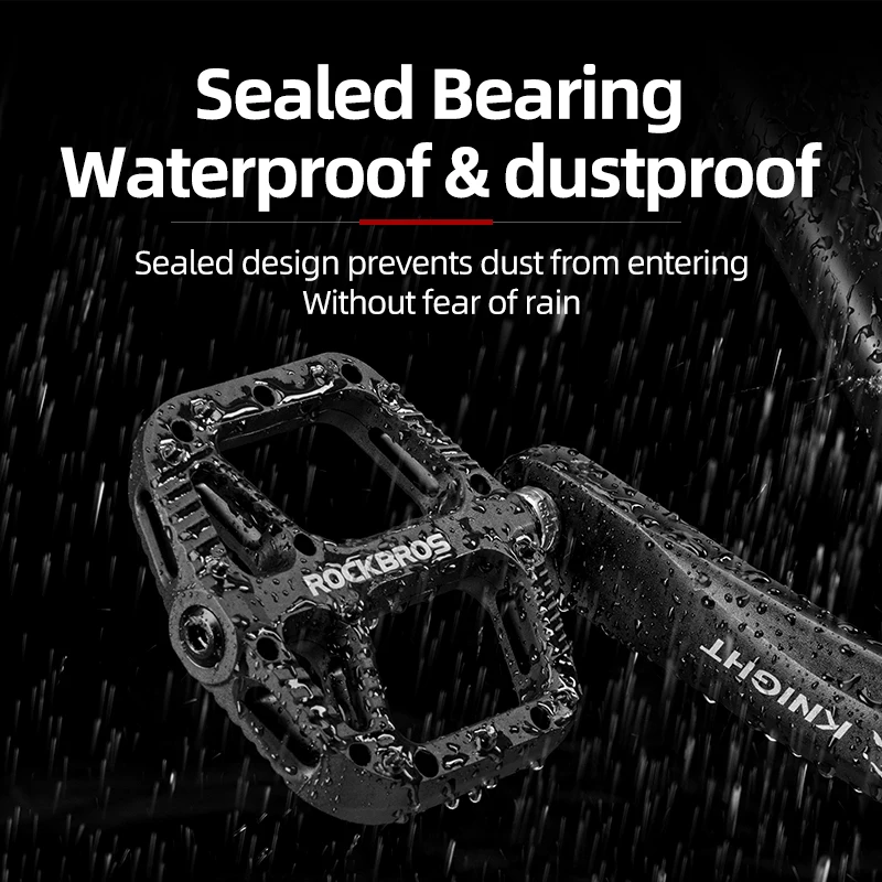 ROCKBROS Ultralight Sealed Bearings Bicycle Pedals Cycling Nylon MTB Road Bike Pedals Flat Platform Bicycle Parts Accessories