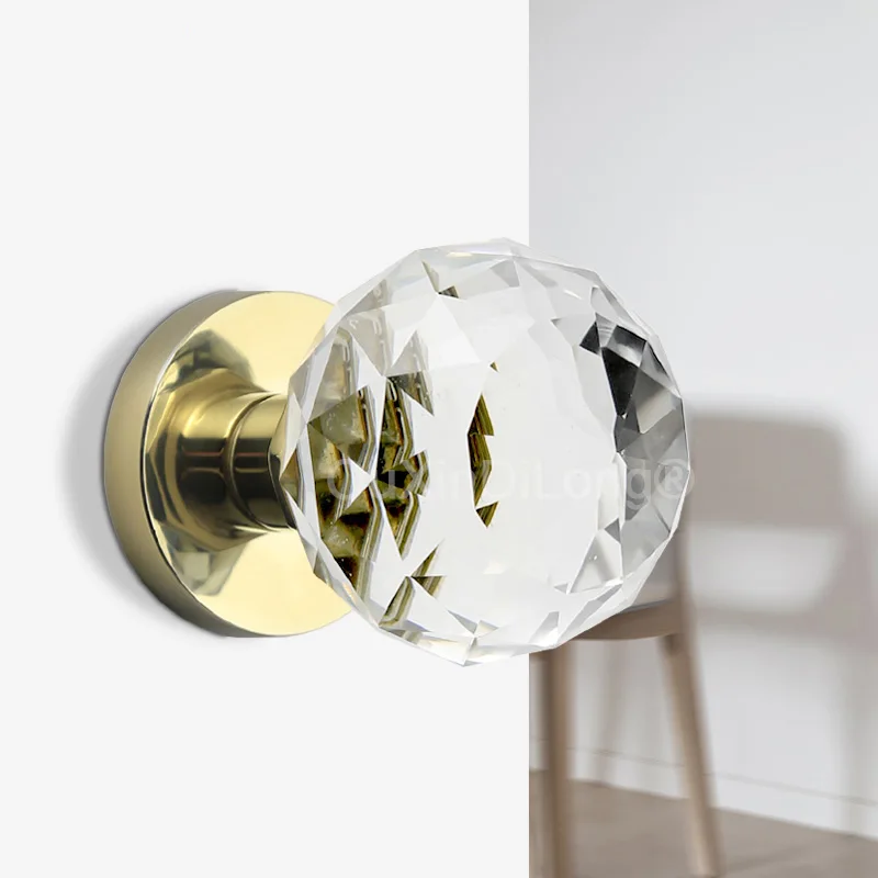 

1PCS Crystal Ball Invisible Hidden Door Locks Knobs Background Wall Lock Interior Door Single Side Knobs Lock No Keys GF848