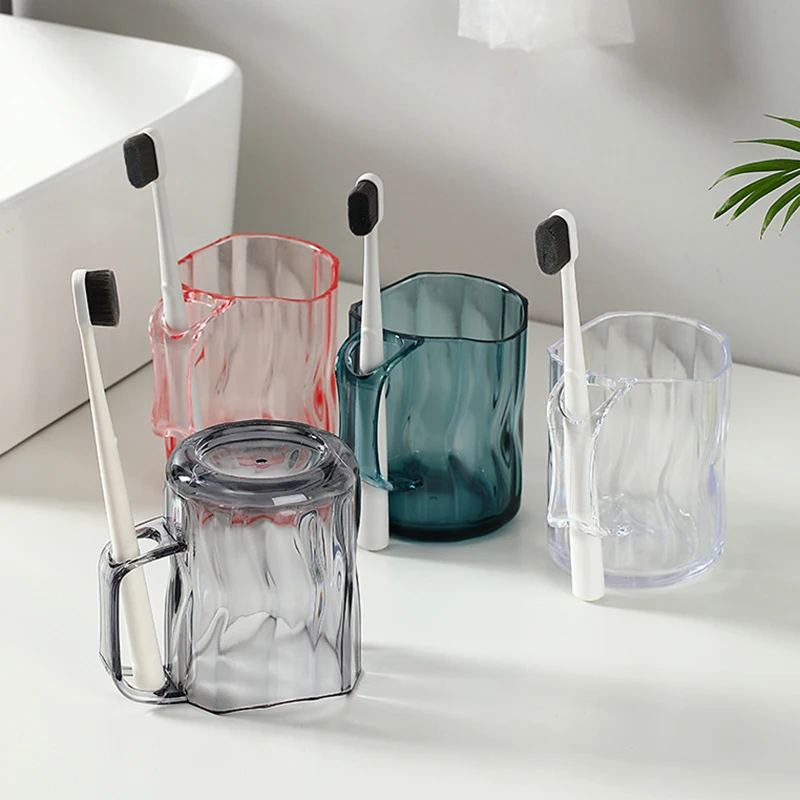 Water Ripple Nordic Creative Transparent Wash Cup Household Simple Couple Plastic Mouthwash Cup with Toothbrush Slot