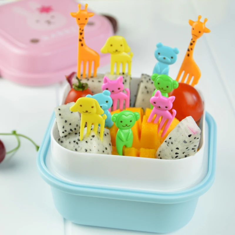 Animal Farm Mini Cartoon Fruit Fork Sign Snack Cake Fruit Toothpick Lunch Kids Accessory Party Decoration Fruit Forks For Kids