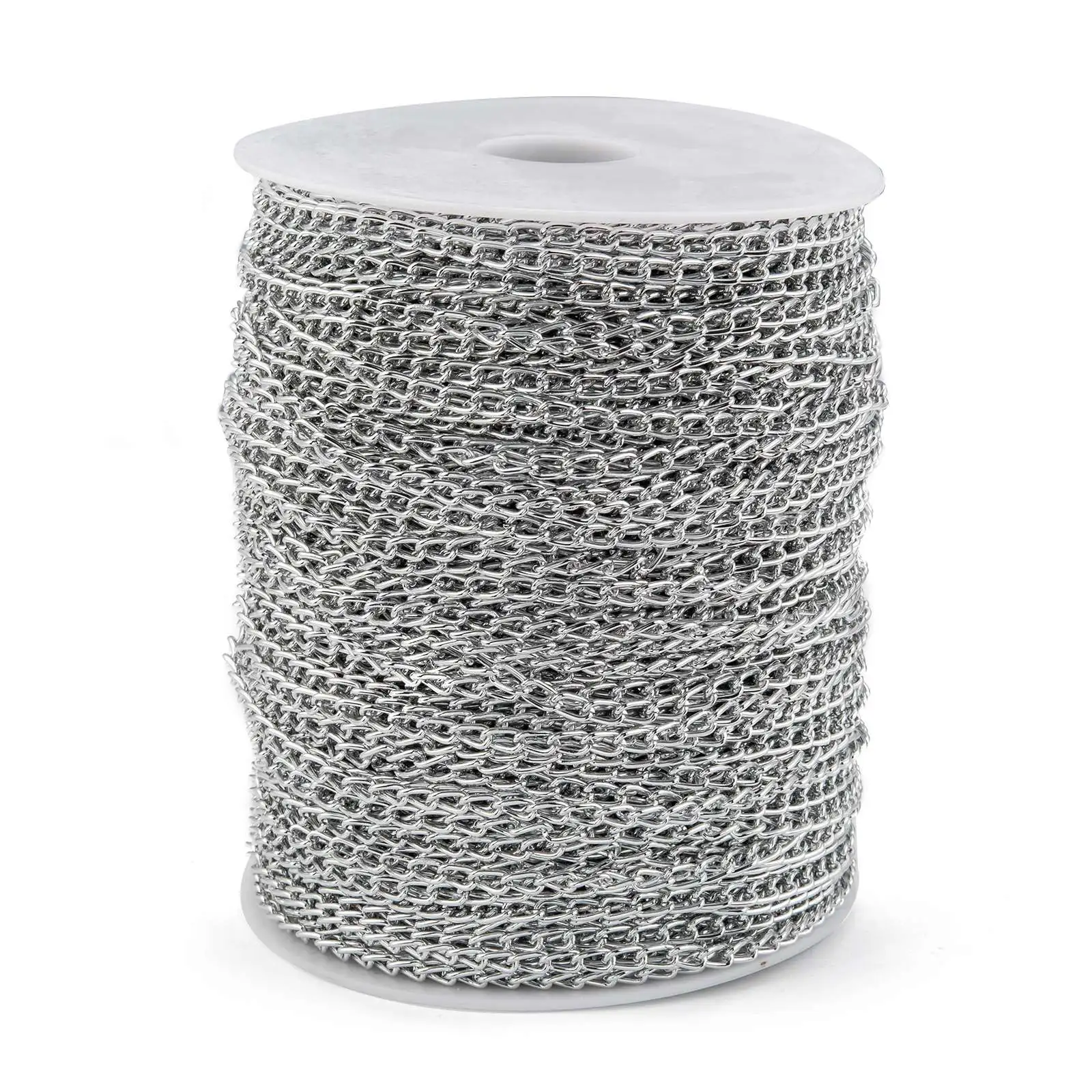 100m/roll Aluminum Twisted Chains Silver Color Plated Necklace Curb Chains Bulk For Bracelets Open Link For DIY Jewelry Making