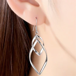 Fashion Double Loop Drop Earrings For Women Silver Gold Long Wave Dangle Earrings Statement Bridal Wedding Jewelry Wholesale