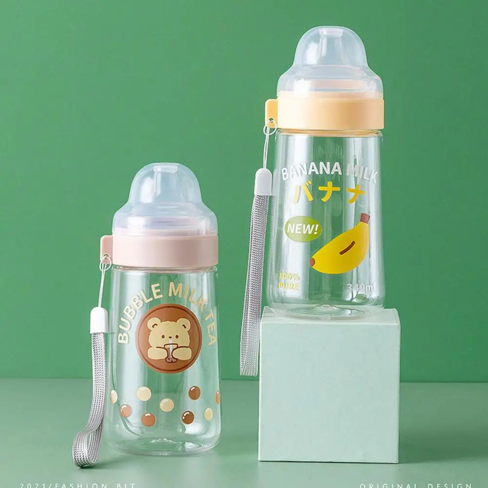 Cute Cartoon Plastic Water Bottle Pacifier Straw Cup Suitable for Adult Children Milk Glass Bottle Baby feeding Bottle