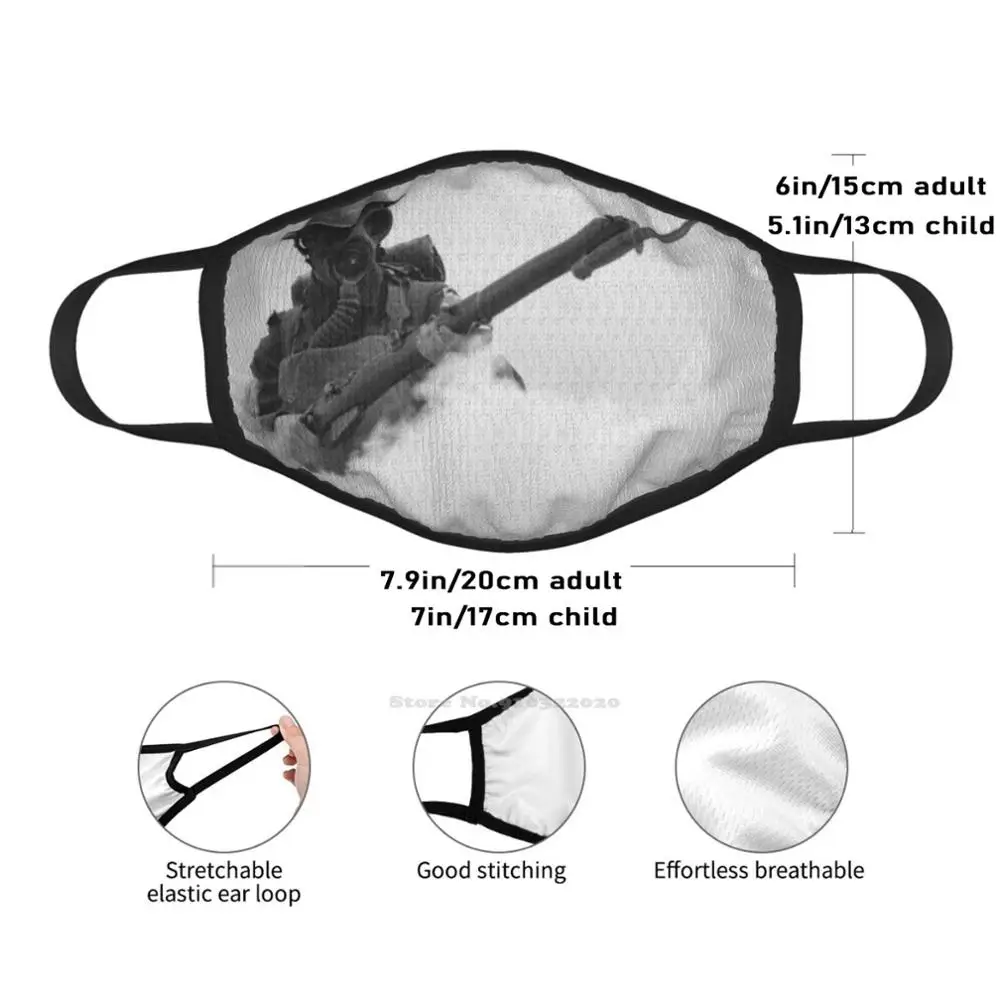 Masque buccal doux et respirant en coton, soldat de la Première Guerre mondiale pendant une attaque chimique, soldat de la Seconde Guerre mondiale, nourrisson, mousquet à baïonnette, 1914 Ww1