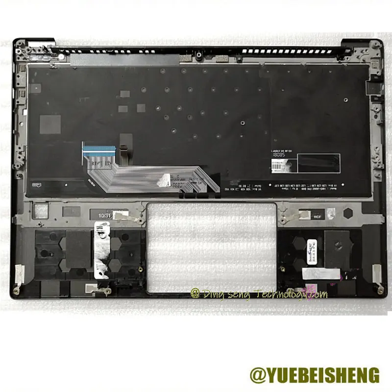 YUEBEISHENG                      New for Lenovo Yoga S730 YOGA S730-13IWL plamrest US keyboard upper cover FP hole,Dark gray