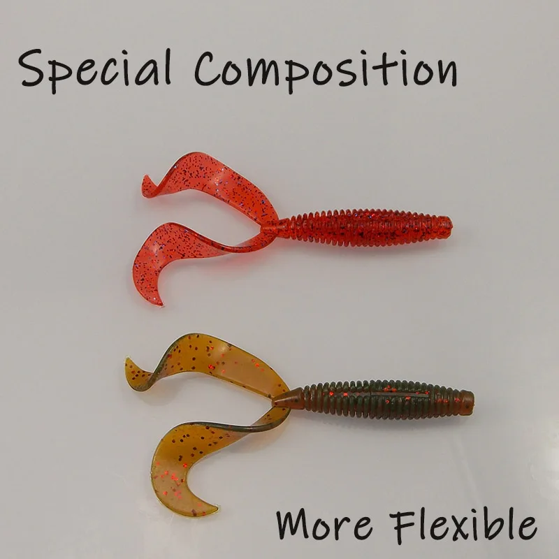 KESFISHING Fishing Soft Lures Twin Tail Grub 84mm 12pcs Jigging Lure Plastic bait Fishing Tackle Pesca Trout Lure