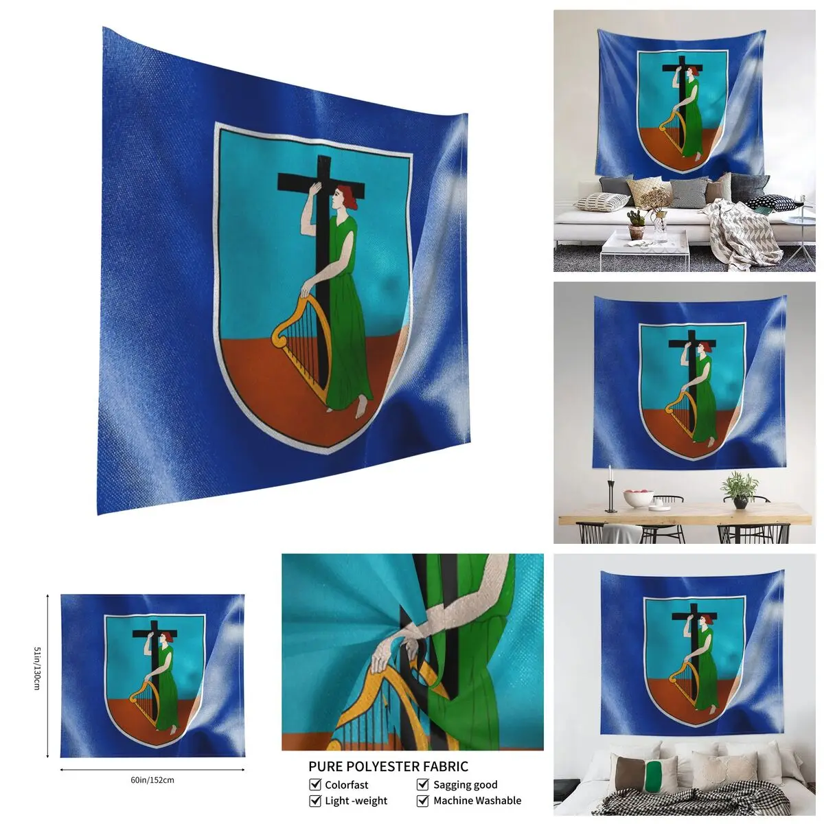 Montserrat Flag Tapestry Creative Tapestries Print Humor Graphic R333 decorative paintings