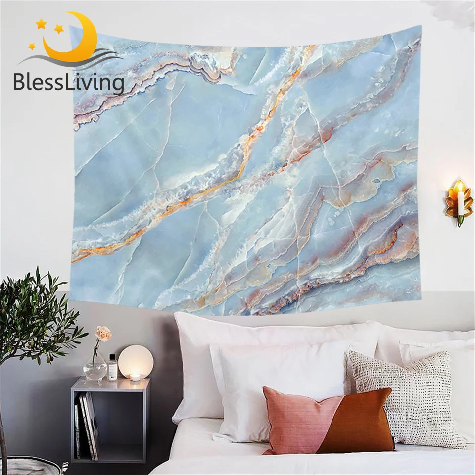 

BlessLiving Marble Tapestry Modern Vivid Print Wall Hanging Tapestry Abstract Wall Art for Bedroom Living Room Dorm Decor Sheets