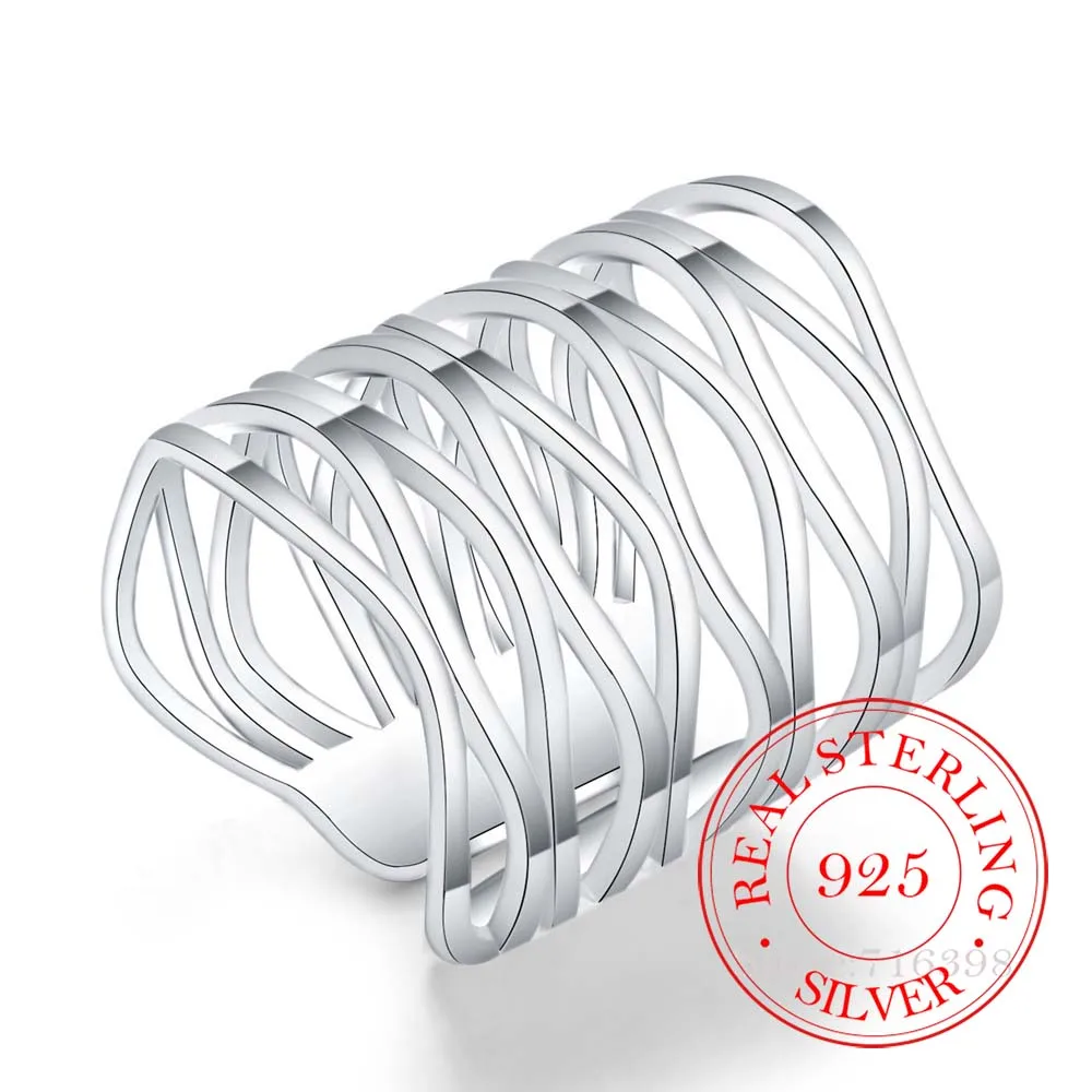 2020 New Retro Antique Open Weave Finger Ring Real 925 Sterling Silver Thumb Rings for Women Ladies Fashion Bohemian Jewelry