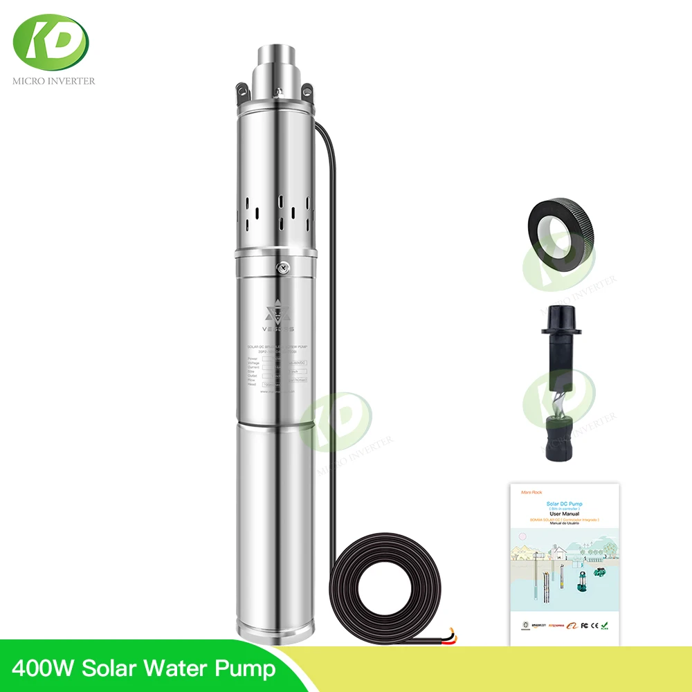 Bomba de agua de pozo sumergible, dispositivo Solar con controlador integrado, envío desde ES para riego, 400W, CC, 12V, 24V, 48V, 60V